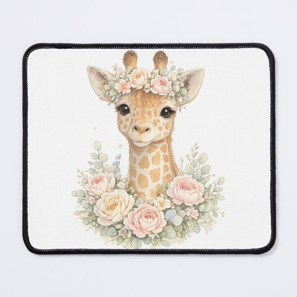 Item preview, Floral Giraffe – Whimsical Safari Animal Art designed and sold by Clothes With Smiling Animals Walt Gral.