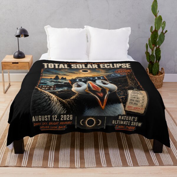 Item preview, Total Solar Eclipse Iceland Puffin Selfie August 12 2026 designed and sold by THREE LITTLE BEANS.