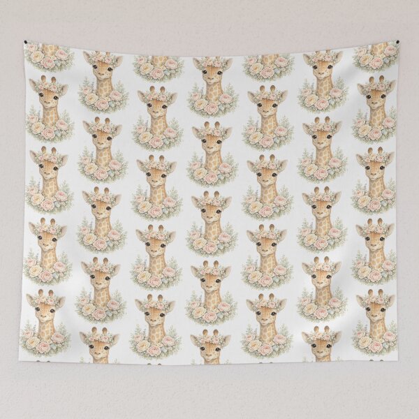 Item preview, Floral Giraffe – Whimsical Safari Animal Art designed and sold by Clothes With Smiling Animals Walt Gral.