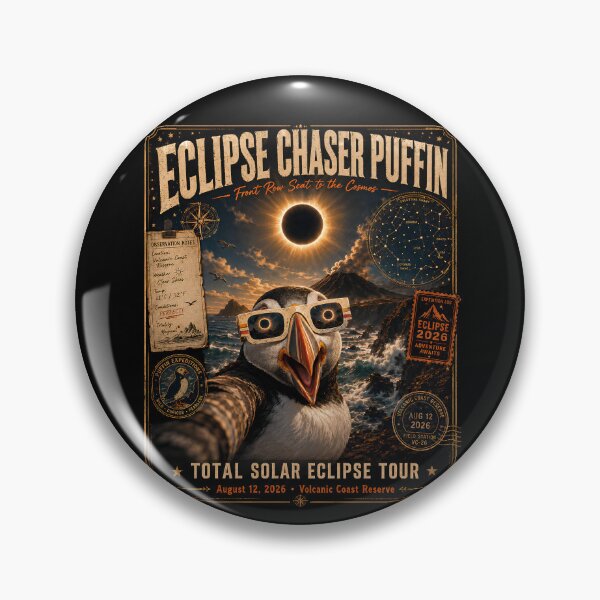 Item preview, Total Solar Eclipse Iceland Puffin Selfie August 12 2026 designed and sold by THREE LITTLE BEANS.