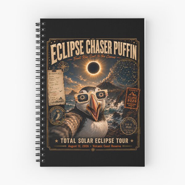 Item preview, Total Solar Eclipse Iceland Puffin Selfie August 12 2026 designed and sold by THREE LITTLE BEANS.