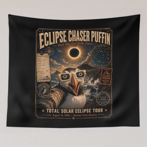 Item preview, Total Solar Eclipse Iceland Puffin Selfie August 12 2026 designed and sold by THREE LITTLE BEANS.