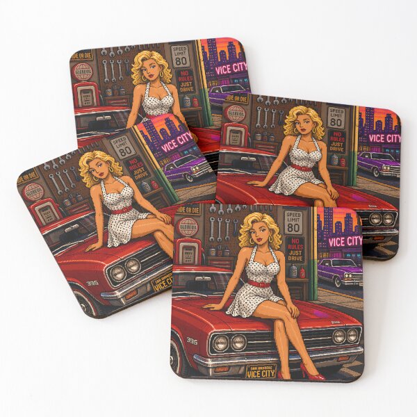 Item preview, No Rules Just Drive - Pixel Art Car Girl | 80s Retro Gaming Aesthetic | Synthwave Poster designed and sold by Ivory Code.