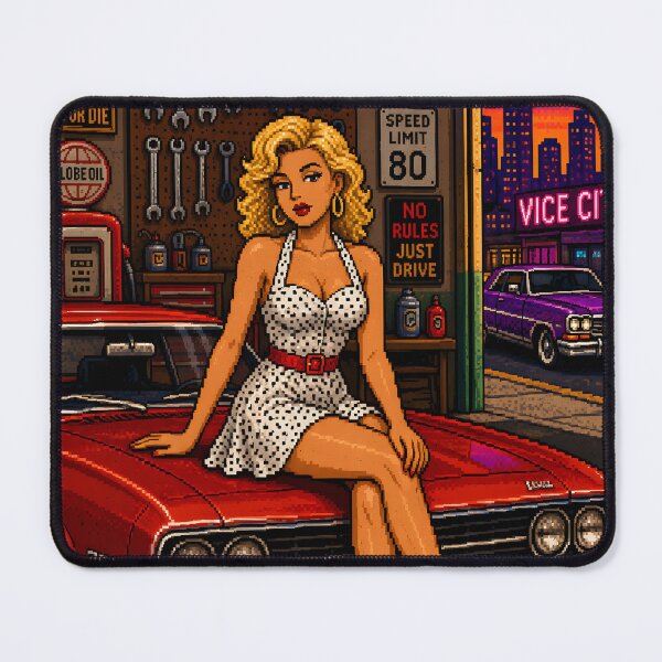 Item preview, No Rules Just Drive - Pixel Art Car Girl | 80s Retro Gaming Aesthetic | Synthwave Poster designed and sold by Ivory Code.