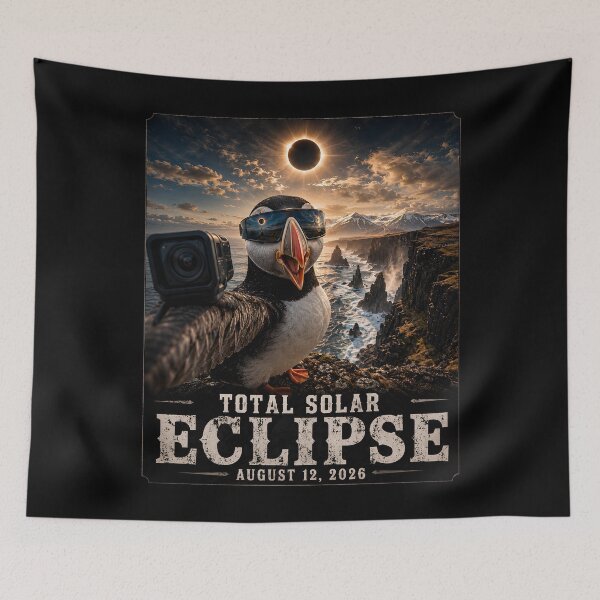 Item preview, Total Solar Eclipse Iceland Puffin Selfie August 12 2026 designed and sold by THREE LITTLE BEANS.