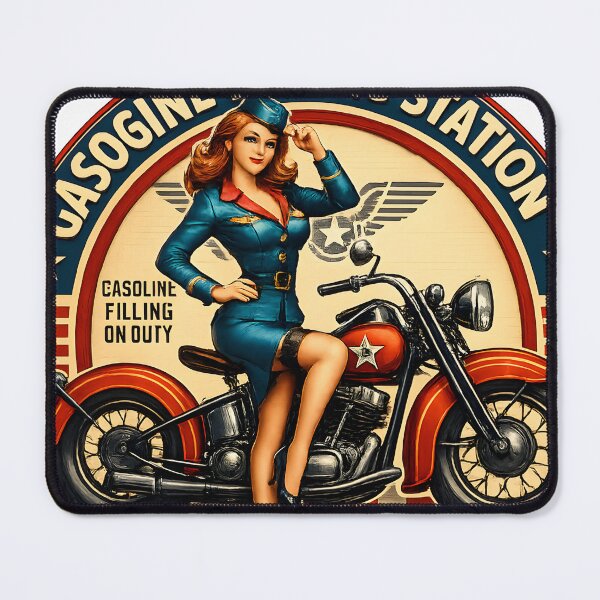 Item preview, Retro Pin-UP Biker Girl - Vintage Motorcycle Garage Art | Cassic Americana Aesthetic Design designed and sold by Ivory Code.