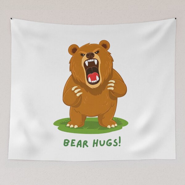 Item preview, BEAR HUGS! – Cute Roaring Bear Cartoon Illustration designed and sold by ROARSOME DESiGNS.