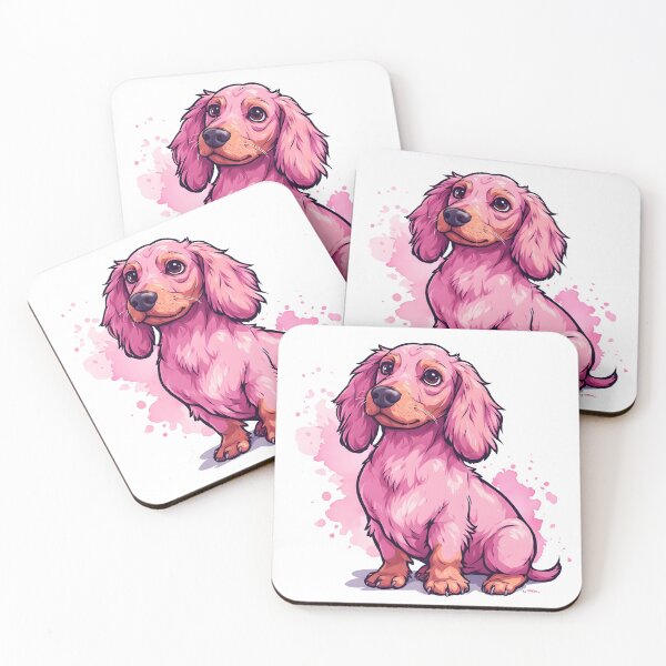 Item preview, Cute Pink Dachshund Watercolor Dog Portrait Illustration designed and sold by Karolina’s Cozy Creations.