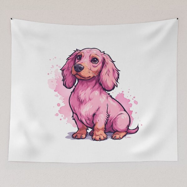 Item preview, Cute Pink Dachshund Watercolor Dog Portrait Illustration designed and sold by Karolina’s Cozy Creations.