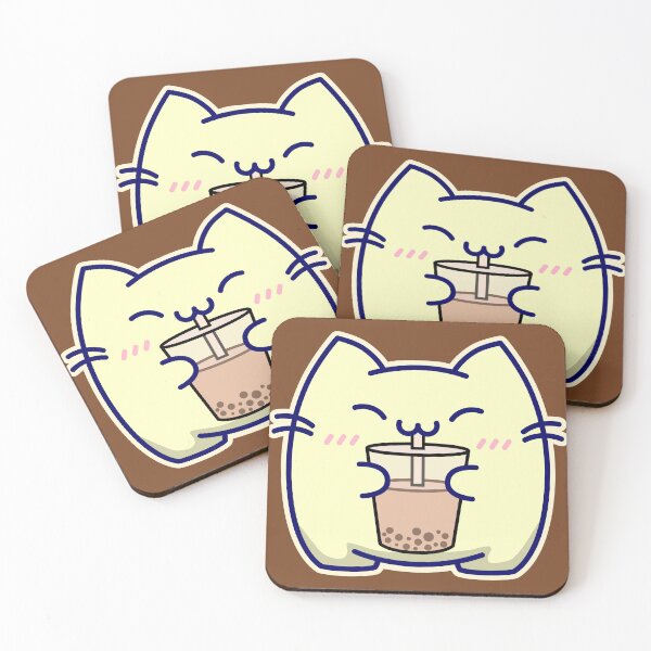 Item preview, Cute Cat Chineko Happily Drinks Bubble Tea designed and sold by ChinekoCat.