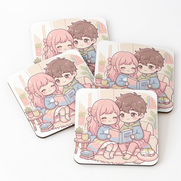 Item preview, Cute Kawaii Couple Reading Books Indoors designed and sold by sumeetkaliya.