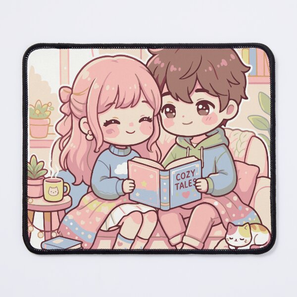 Item preview, Cute Kawaii Couple Reading Books Indoors designed and sold by sumeetkaliya.