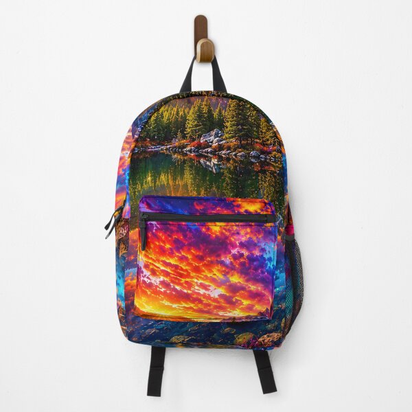 Item preview, Vibrant Mountain Sunset Reflection – Ultra Vibrant Psychedelic Nature Landscape designed and sold by RockyLambda.