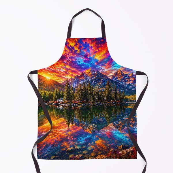 Item preview, Vibrant Mountain Sunset Reflection – Ultra Vibrant Psychedelic Nature Landscape designed and sold by RockyLambda.