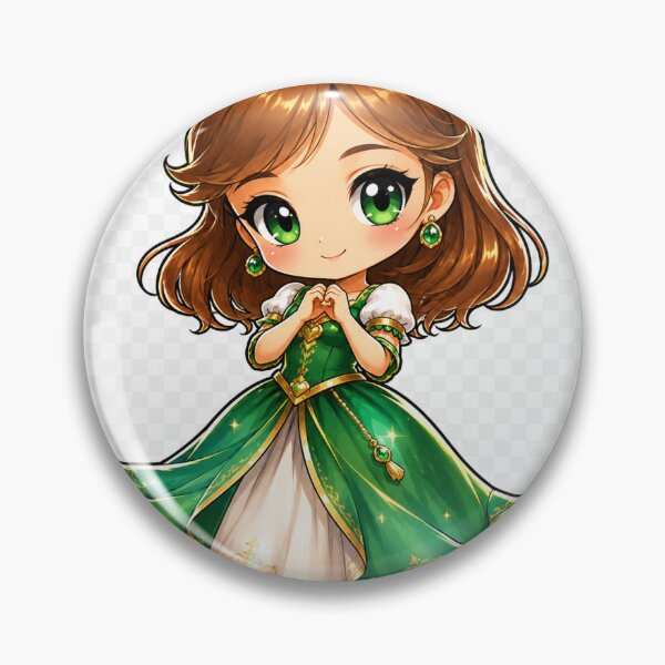 Item preview, Emerald Princess – Watercolor Chibi Fantasy Princess designed and sold by Mystic Fluid.