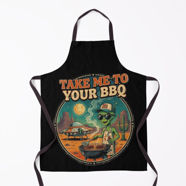 Item preview, Take Me To Your BBQ Funny Alien Grill Retro Vintage UFO designed and sold by CF_VintageDesign.