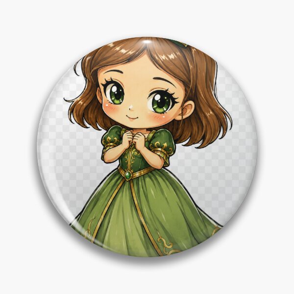Item preview,  Emerald Princess  2 – Watercolor Chibi Fantasy Princess designed and sold by Mystic Fluid.