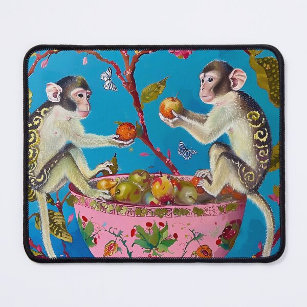 Item preview, Chinoiserie monkeys and a fruit bowl  designed and sold by SophieClimaArt.