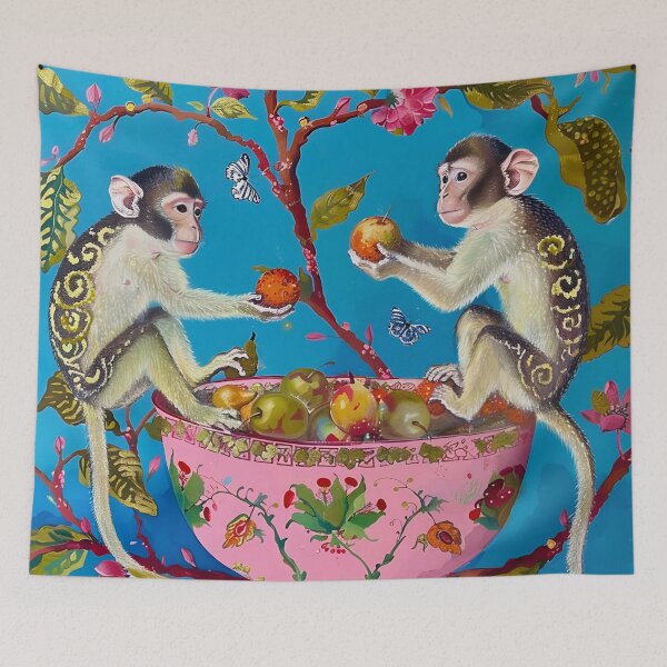 Item preview, Chinoiserie monkeys and a fruit bowl  designed and sold by SophieClimaArt.