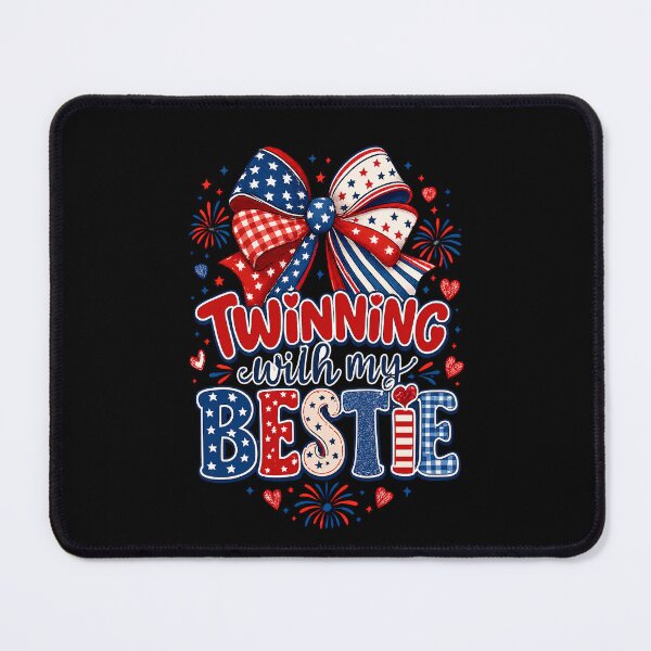 Item preview, Twinning With My Bestie Patriotic Fourth of July Bow designed and sold by THREE LITTLE BEANS.