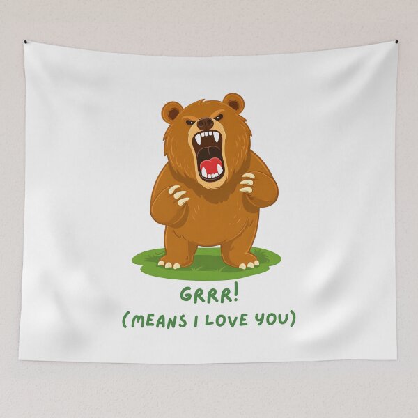 Item preview, GRRR! (MEANS I LOVE YOU) – Cute Roaring Bear Cartoon Illustration designed and sold by ROARSOME DESiGNS.