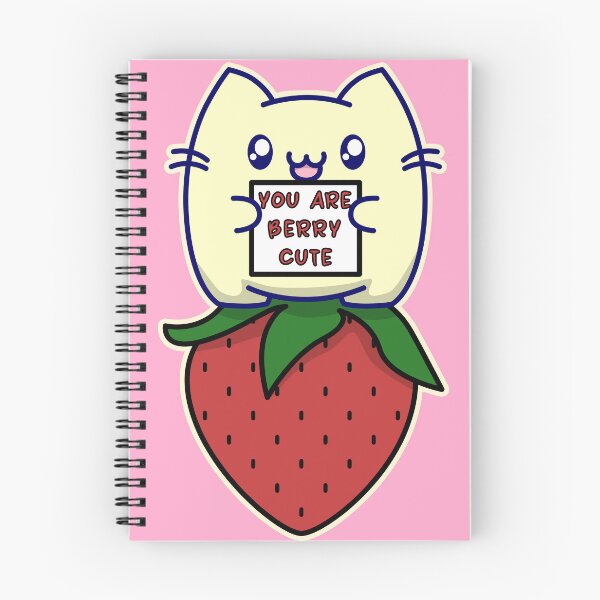 Item preview, You Are Berry Cute Chineko Cat on a Strawberry designed and sold by ChinekoCat.