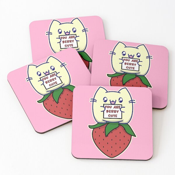 Item preview, You Are Berry Cute Chineko Cat on a Strawberry designed and sold by ChinekoCat.