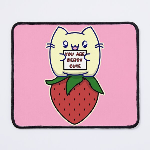 Item preview, You Are Berry Cute Chineko Cat on a Strawberry designed and sold by ChinekoCat.