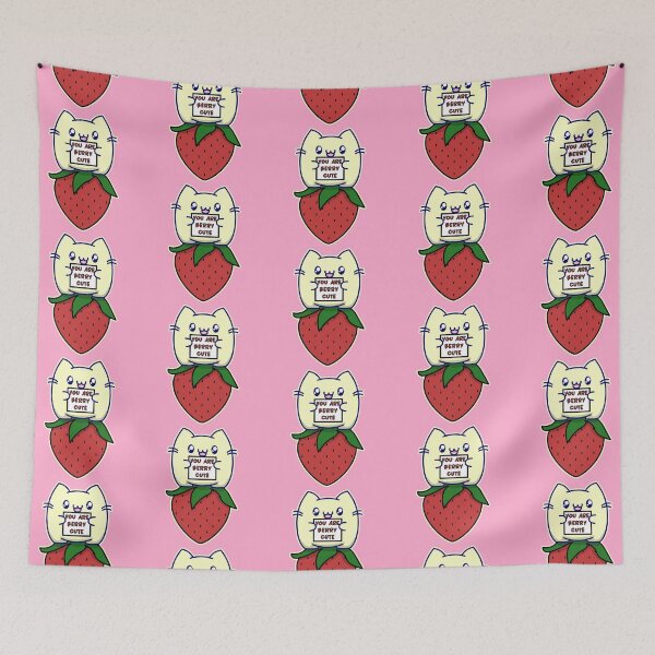 Item preview, You Are Berry Cute Chineko Cat on a Strawberry designed and sold by ChinekoCat.