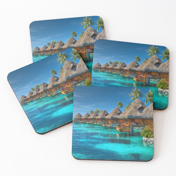 Item preview, Tropical Paradise with Overwater Bungalows in Bliss designed and sold by Artessie.