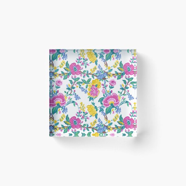 Item preview, Preppy summer flowers toile designed and sold by SophieClimaArt.