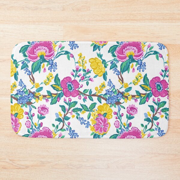 Item preview, Preppy summer flowers toile designed and sold by SophieClimaArt.