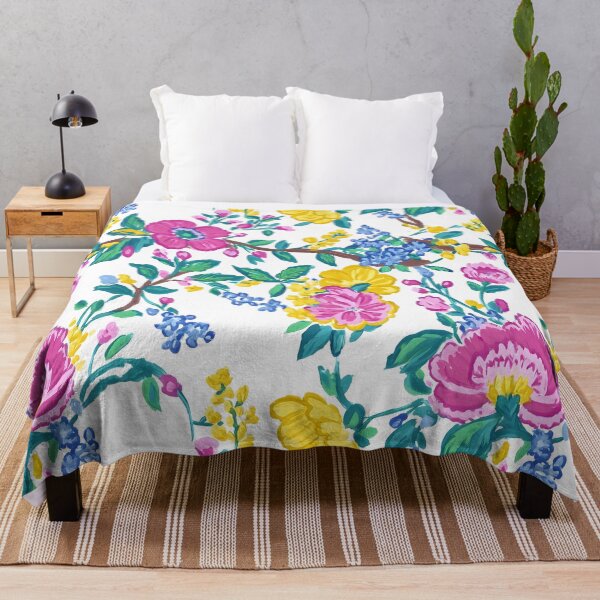 Item preview, Preppy summer flowers toile designed and sold by SophieClimaArt.