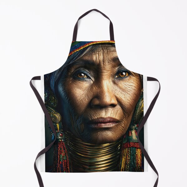 Item preview, Elderly Woman with Traditional Neck Rings Portrait designed and sold by Artessie.
