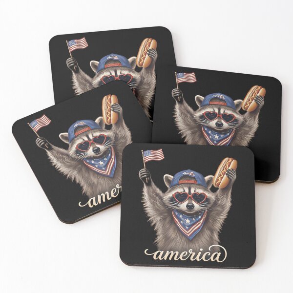Item preview, America Raccoon Hot Dog 4th Of July, Raccoon Lovers Patriotic US Flag  designed and sold by gear-posters.