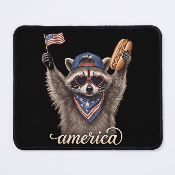 Item preview, America Raccoon Hot Dog 4th Of July, Raccoon Lovers Patriotic US Flag designed and sold by gear-posters.