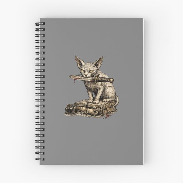 Item preview, Hairless Sphinx Cat on Books with Dagger Dark Acadamia Sticker designed and sold by StickieBuddies.