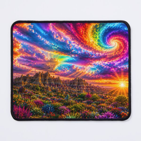 Item preview, Cosmic Wildflower Dreamscape | Psychedelic Rainbow Sky Fantasy Landscape | Trippy Nature Art Poster designed and sold by RockyLambda.