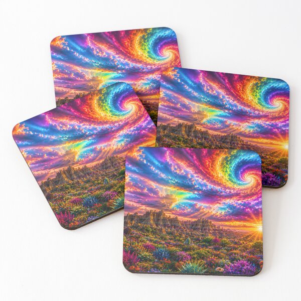 Item preview, Cosmic Wildflower Dreamscape | Psychedelic Rainbow Sky Fantasy Landscape | Trippy Nature Art Poster designed and sold by RockyLambda.