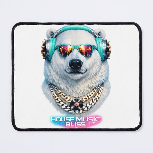 Item preview, House Music Bliss Cool Polar Bear DJ designed and sold by  ZenRave Designs.