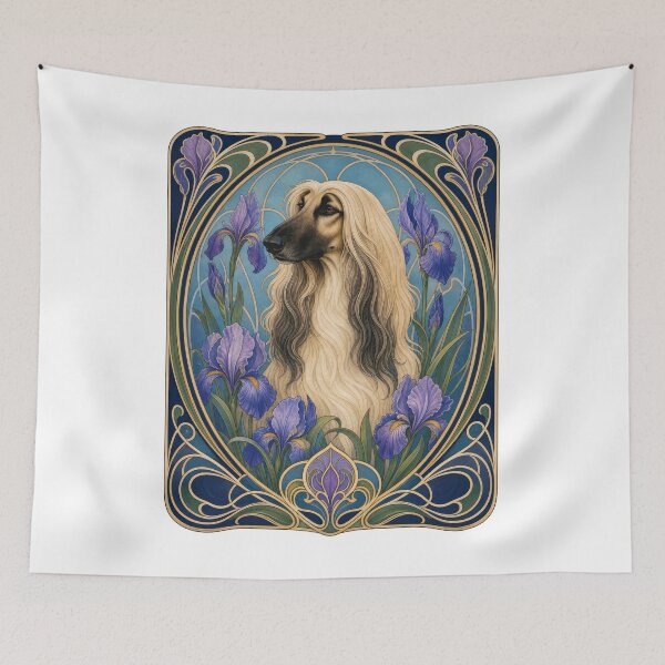 Artikelvorschau, Afghanischer Windhund, Jugendstil, Blumenmuster, Hundemama, Hundepapa entworfen und verkauft von AntiqueImages.