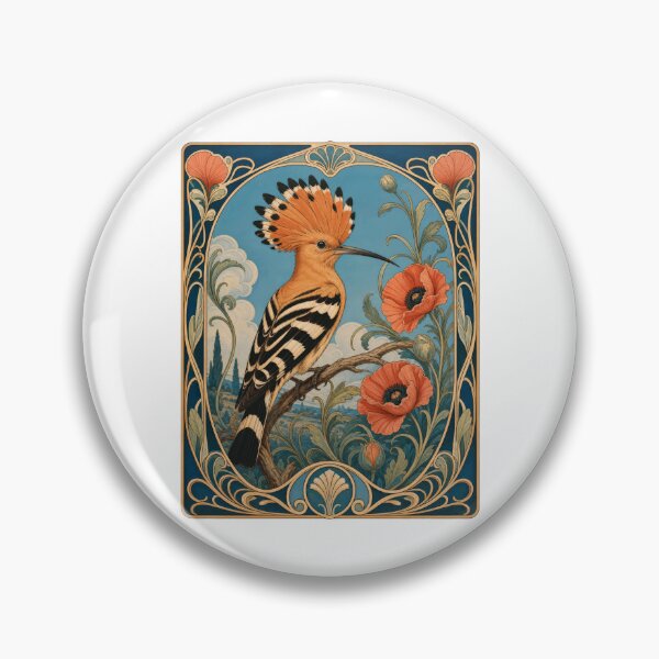 Item preview, Hoopoe Bird Art Nouveau Floral Vintage Style designed and sold by AntiqueImages.
