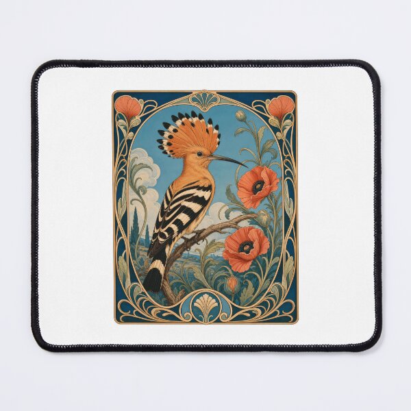 Item preview, Hoopoe Bird Art Nouveau Floral Vintage Style designed and sold by AntiqueImages.