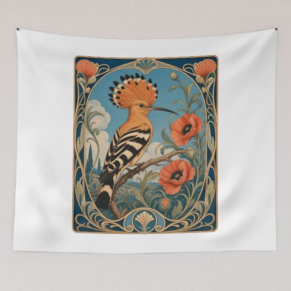 Item preview, Hoopoe Bird Art Nouveau Floral Vintage Style designed and sold by AntiqueImages.