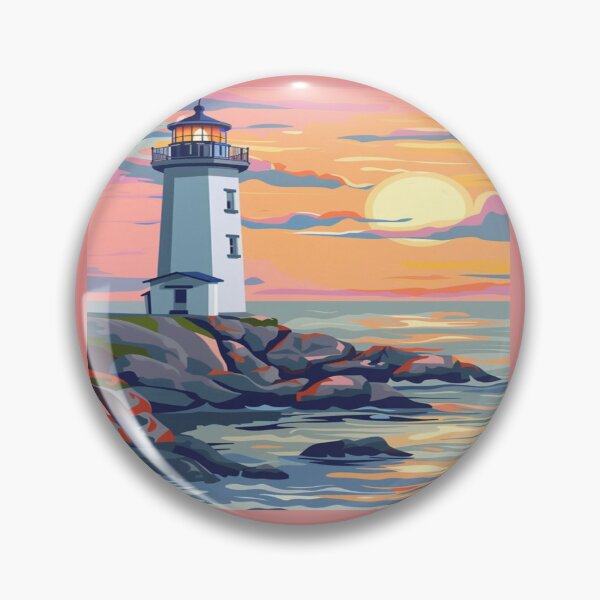 Item preview, Lighthouse Sunset Ocean Landscape Artwork  designed and sold by NivyasArtistry.