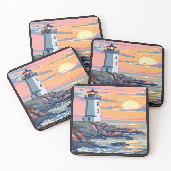 Item preview, Lighthouse Sunset Ocean Landscape Artwork  designed and sold by NivyasArtistry.