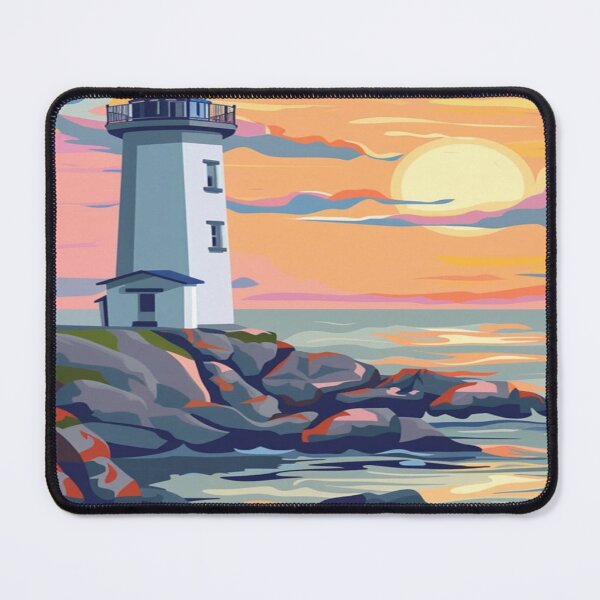 Item preview, Lighthouse Sunset Ocean Landscape Artwork  designed and sold by NivyasArtistry.