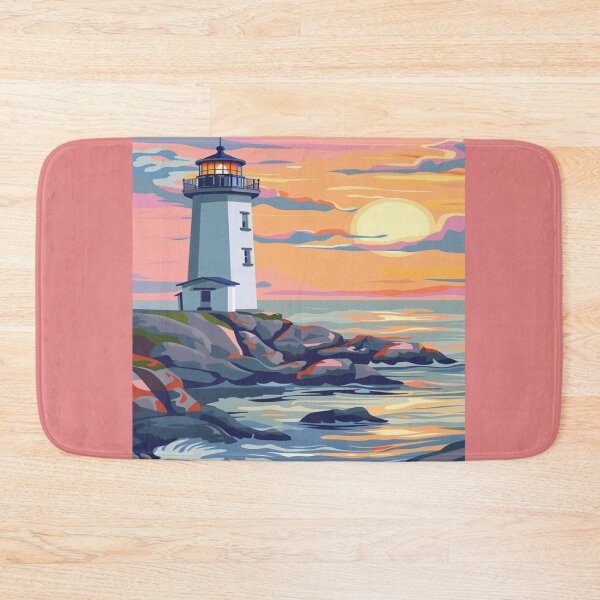 Item preview, Lighthouse Sunset Ocean Landscape Artwork  designed and sold by NivyasArtistry.