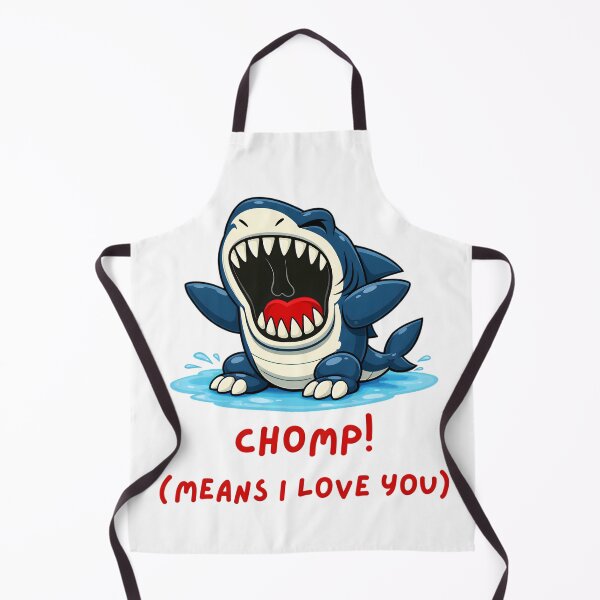Item preview, CHOMP! (MEANS I LOVE YOU) – Cute Fierce Cartoon Shark Illustration designed and sold by ROARSOME DESiGNS.