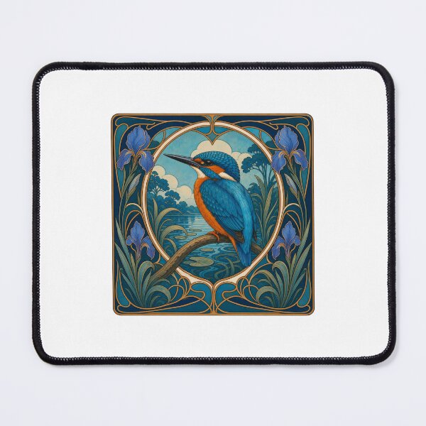 Item preview, Kingfisher Art Nouveau Floral Bird Design designed and sold by AntiqueImages.